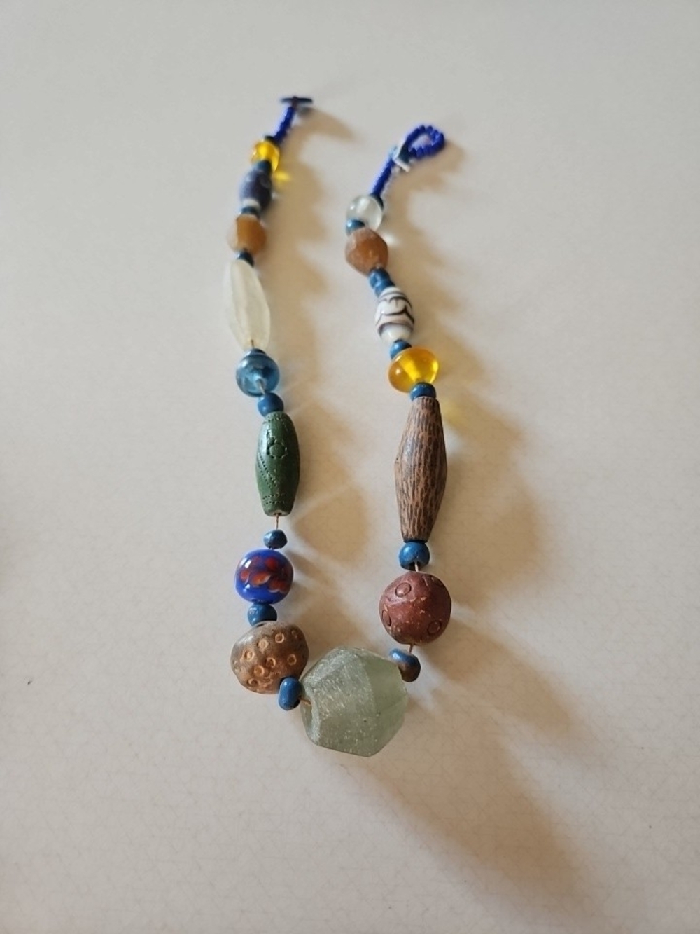 Handcrafted African Glass/Wooden Trade Bead Necklace